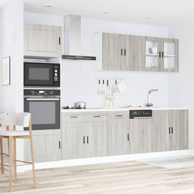 Berkfield Home Elegant 7 Piece Kitchen Cabinet Set Kalmar Grey Sonoma Engineered Wood - image 1