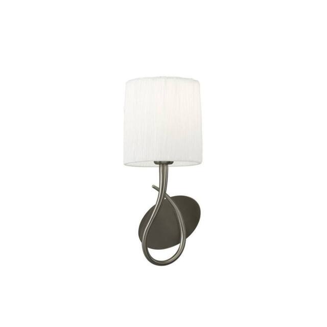 Netlighting Lua Wall Lamp Switched 1 Light E27 Satin Nickel with White Shade in Grey - image 1