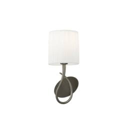 Netlighting Lua Wall Lamp Switched 1 Light E27 Satin Nickel with White Shade in Grey - thumbnail 1