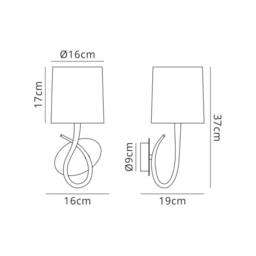 Netlighting Lua Wall Lamp Switched 1 Light E27 Satin Nickel with White Shade in Grey - thumbnail 2