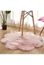Living and Home 90Cm Shaggy Sheepskin Pink Rug - Size: 90 cm diameter - thumbnail 2