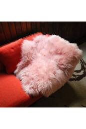 Living and Home 90Cm Shaggy Sheepskin Pink Rug - Size: 90 cm diameter - thumbnail 5