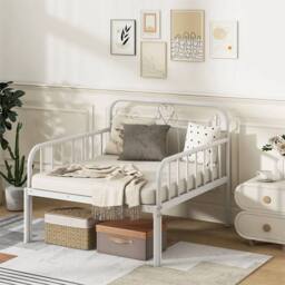 Nordara Metal Daybed Extendable to Single Size Bed White - thumbnail 1