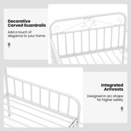 Nordara Metal Daybed Extendable to Single Size Bed White - thumbnail 5