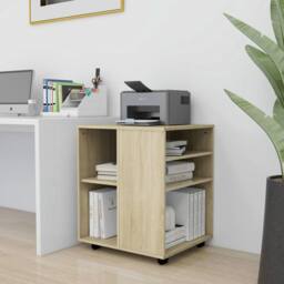 Berkfield Home Rolling Cabinet Sonoma Oak 60x53x72 cm Engineered Wood in Light Tan - Size: 60 x 53 x 72 cm - thumbnail 3