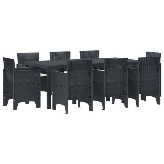 Berkfield Home 9 Piece Garden Dining Set with Cushions Anthracite Poly Rattan - image 1