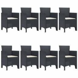 Berkfield Home 9 Piece Garden Dining Set with Cushions Anthracite Poly Rattan - thumbnail 4