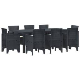 Berkfield Home 9 Piece Garden Dining Set with Cushions Anthracite Poly Rattan - thumbnail 1