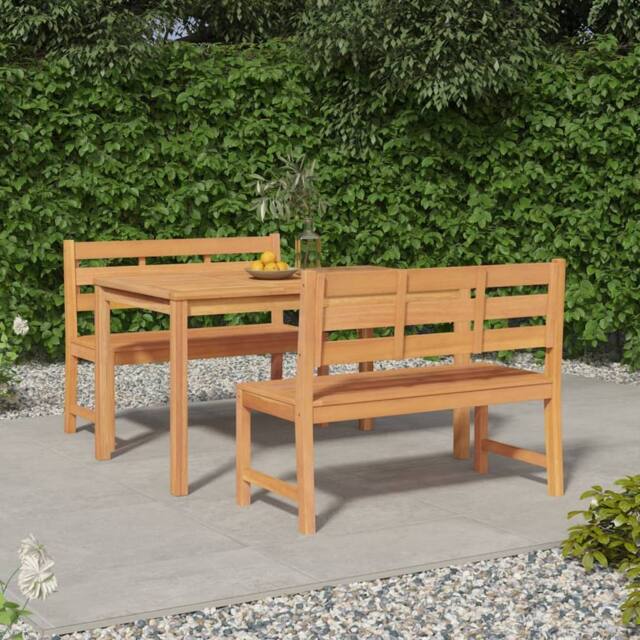 Berkfield Home 3 Piece Garden Dining Set Solid Wood Teak in Brown - image 1