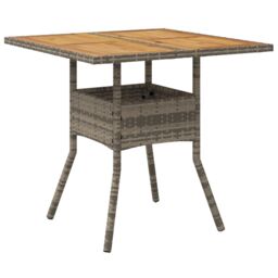 Berkfield Home Garden Table with Acacia Wood Top Grey 80x80x75 cm Poly Rattan - Size: 80 x 80 x 75 cm - thumbnail 6