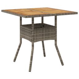 Berkfield Home Garden Table with Acacia Wood Top Grey 80x80x75 cm Poly Rattan - Size: 80 x 80 x 75 cm - thumbnail 2