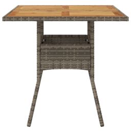 Berkfield Home Garden Table with Acacia Wood Top Grey 80x80x75 cm Poly Rattan - Size: 80 x 80 x 75 cm - thumbnail 5