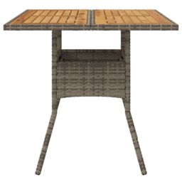 Berkfield Home Garden Table with Acacia Wood Top Grey 80x80x75 cm Poly Rattan - Size: 80 x 80 x 75 cm - thumbnail 4