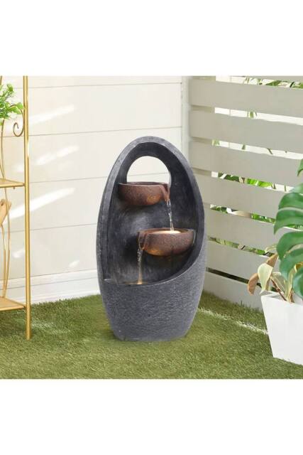 H&O Direct Creative Egg Shape Outdoor Water Feature Fountain in Natural - image 1