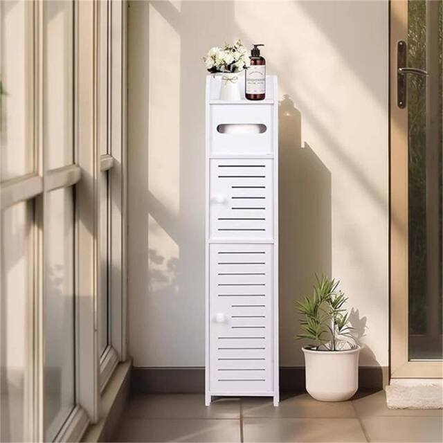 Nordara Free Standing Bathroom Storage Cabinet White Toilet Paper Roll Holder Cupboards - image 1