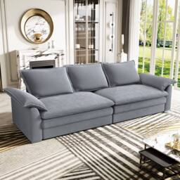Dprodo 265CM Chenille Sofa Sleeper Deep Seat Couch in Grey - thumbnail 1
