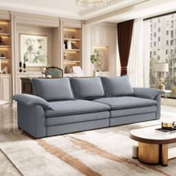 Dprodo 265CM Chenille Sofa Sleeper Deep Seat Couch in Grey - thumbnail 3