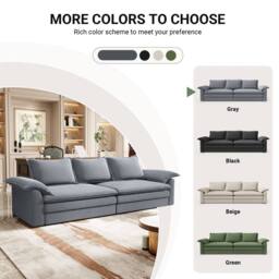 Dprodo 265CM Chenille Sofa Sleeper Deep Seat Couch in Grey - thumbnail 9