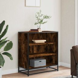Berkfield Home Sideboard Smoked Oak 68x35x76 cm Engineered Wood & Metal in Brown - Size: 68 x 35 x 76 cm - thumbnail 3