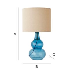 ValueLights Aida Natural Linen Tall Lamp Shade Bright Bubble Glass Table Lamp in Bright Blue - thumbnail 7