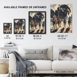 "Artery8 Horse Racing Scene Modern Artwork Jockeys Bold Wall Art Print in Beige - Size: W24"" x H32""" - thumbnail 3