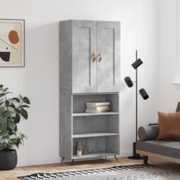 Berkfield Home Highboard Concrete Grey 69.5x34x180 cm Engineered Wood - thumbnail 2