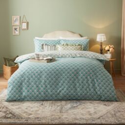 Furn Krissa Block Printed Duvet Cover Set in Blue - Size: King - thumbnail 1
