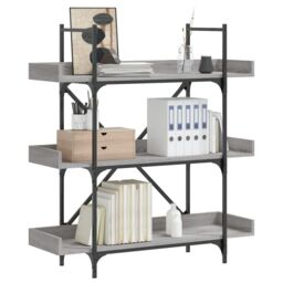 Berkfield Home Bookcase 3-Tier Grey Sonoma 100x33x108.5 cm Engineered Wood - thumbnail 1