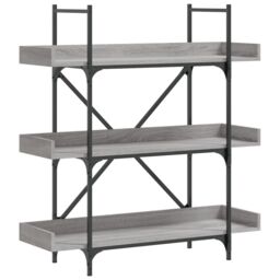 Berkfield Home Bookcase 3-Tier Grey Sonoma 100x33x108.5 cm Engineered Wood - thumbnail 2