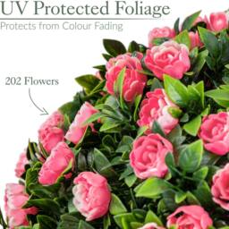 Christow Artificial Rose Topiary Balls UV Hanging Flower Plants 2 x 28cm in Pink - Size: 2 x 28 cm - thumbnail 3