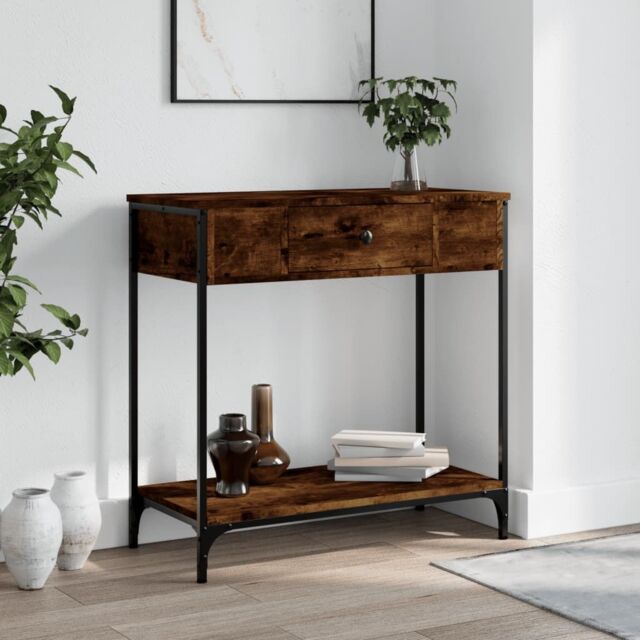 Berkfield Home Console Table Smoked Oak 75x34.5x75 cm Engineered Wood in Brown - image 1