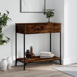 Berkfield Home Console Table Smoked Oak 75x34.5x75 cm Engineered Wood in Brown - thumbnail 1
