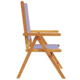Berkfield Home Reclining Garden Chairs 8 pcs Blue & White Fabric & Solid Wood - thumbnail 5
