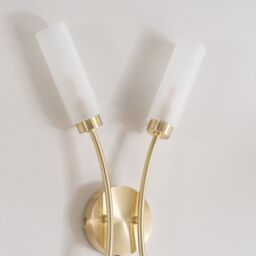 ValueLights Maya 2 Way Curved Upright Reed Shaded Wall Light in Gold - thumbnail 3