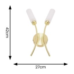 ValueLights Maya 2 Way Curved Upright Reed Shaded Wall Light in Gold - thumbnail 7