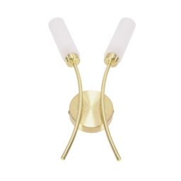 ValueLights Maya 2 Way Curved Upright Reed Shaded Wall Light in Gold - thumbnail 2
