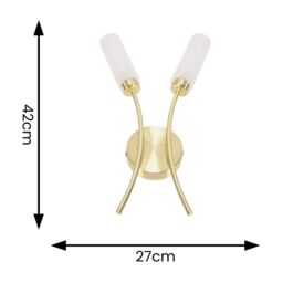 ValueLights Maya 2 Way Curved Upright Reed Shaded Wall Light in Gold - thumbnail 6