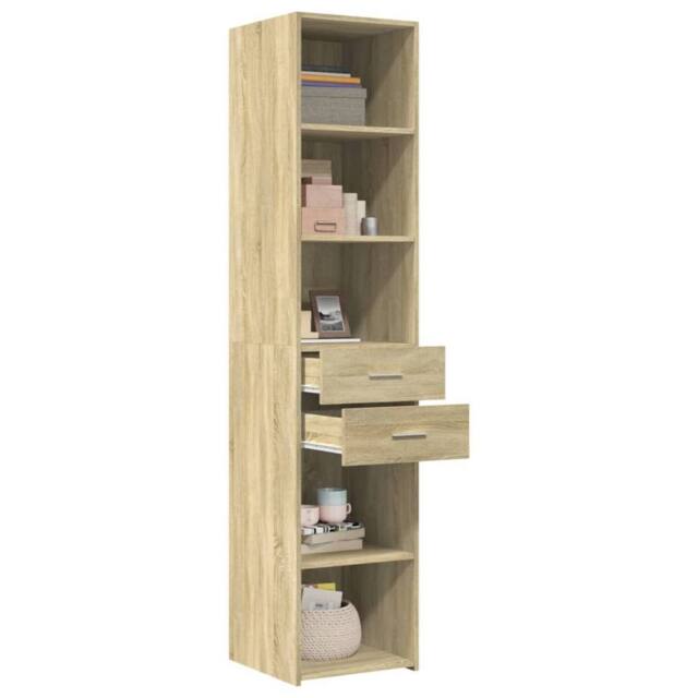 Berkfield Home Highboard Sonoma Oak 40x42.5x185 cm Engineered Wood in Tan - image 1