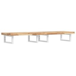 Berkfield Home Basin Shelf Wall Mounted Steel & Solid Wood Acacia in Brown - thumbnail 2