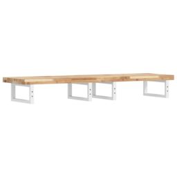 Berkfield Home Basin Shelf Wall Mounted Steel & Solid Wood Acacia in Brown - thumbnail 6