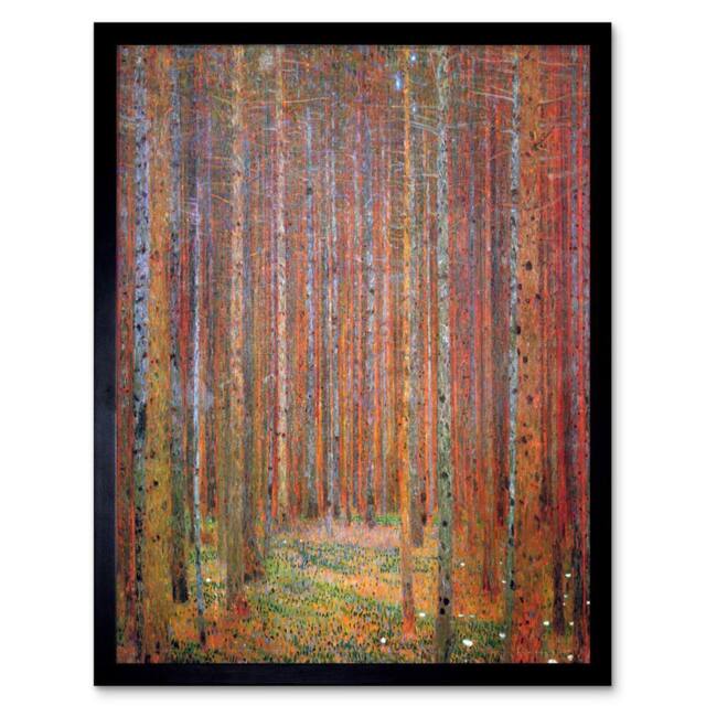 "Wee Blue Coo Klimt Tannenwald I Fir Forest Living Room 12x16"" Framed Wall Art Print in Brown - Size: W12"" x H16""" - image 1