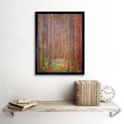 "Wee Blue Coo Klimt Tannenwald I Fir Forest Living Room 12x16"" Framed Wall Art Print in Brown - Size: W12"" x H16""" - thumbnail 2