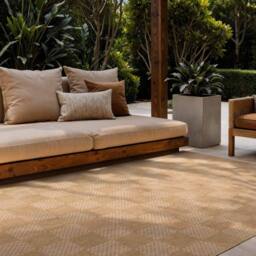 Ted Baker Flatweave Dorothy Indoor Outdoor Rug Checkerboard Design in Beige - Size: 120 cm x 170 cm - thumbnail 2