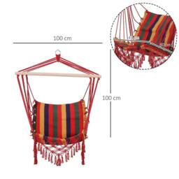 EONLION Hammock Chair Swing Colourful Striped in Red - Size: 100 cm - thumbnail 2