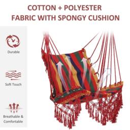EONLION Hammock Chair Swing Colourful Striped in Red - Size: 100 cm - thumbnail 4