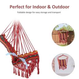 EONLION Hammock Chair Swing Colourful Striped in Red - Size: 100 cm - thumbnail 5