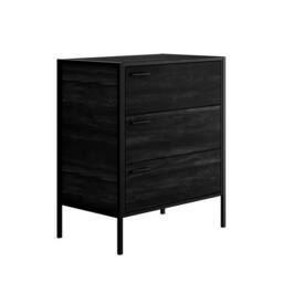Lemon Pavilion Furniture Hoxton 3 Drawer Chest - L40.2 x W63.8 x H78.5 cm - Black Matte - Size: 1 Pack - thumbnail 2