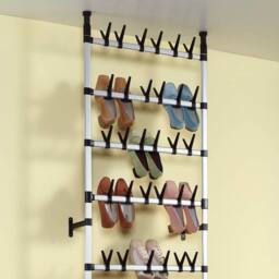 Berkfield Home Telescopic Shoe Rack with Rods Aluminium in Silver - thumbnail 5