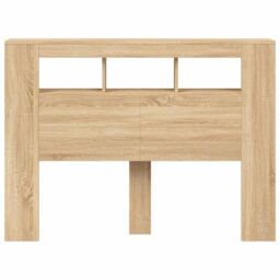 Berkfield Home LED Headboard Sonoma Oak 140x18.5x103.5 cm Engineered Wood in Brown - thumbnail 6