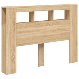 Berkfield Home LED Headboard Sonoma Oak 140x18.5x103.5 cm Engineered Wood in Brown - thumbnail 5